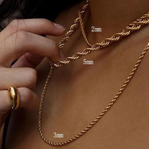 New Classic 14kt Gold Dainty Rope Necklace - Picture 1 of 2